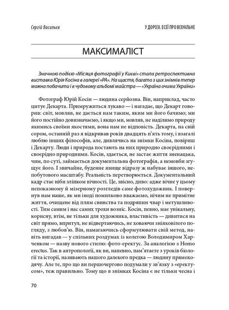 У дорозі: есеї про візуальне, Сергій Васильєв