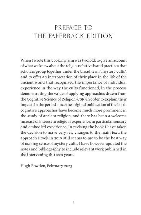 Mystery Cults in the Ancient World. Hugh Bowden