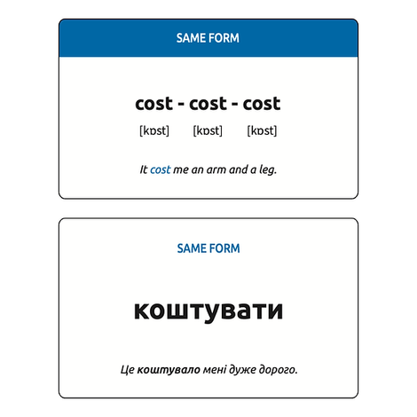 Картки Irregular verbs для вивчення неправильних дієслів. Артем Редванський