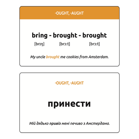 Картки Irregular verbs для вивчення неправильних дієслів. Артем Редванський